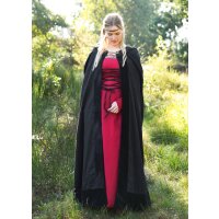 Medieval cloak with velvet trim, black