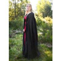 Medieval cloak with velvet trim, black