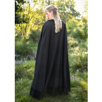 Medieval cloak with velvet trim, black