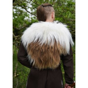 Shoulder fur made from Nordland sheepskin, white with patches