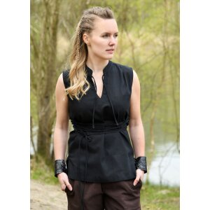Sleeveless medieval blouse black "Levke":