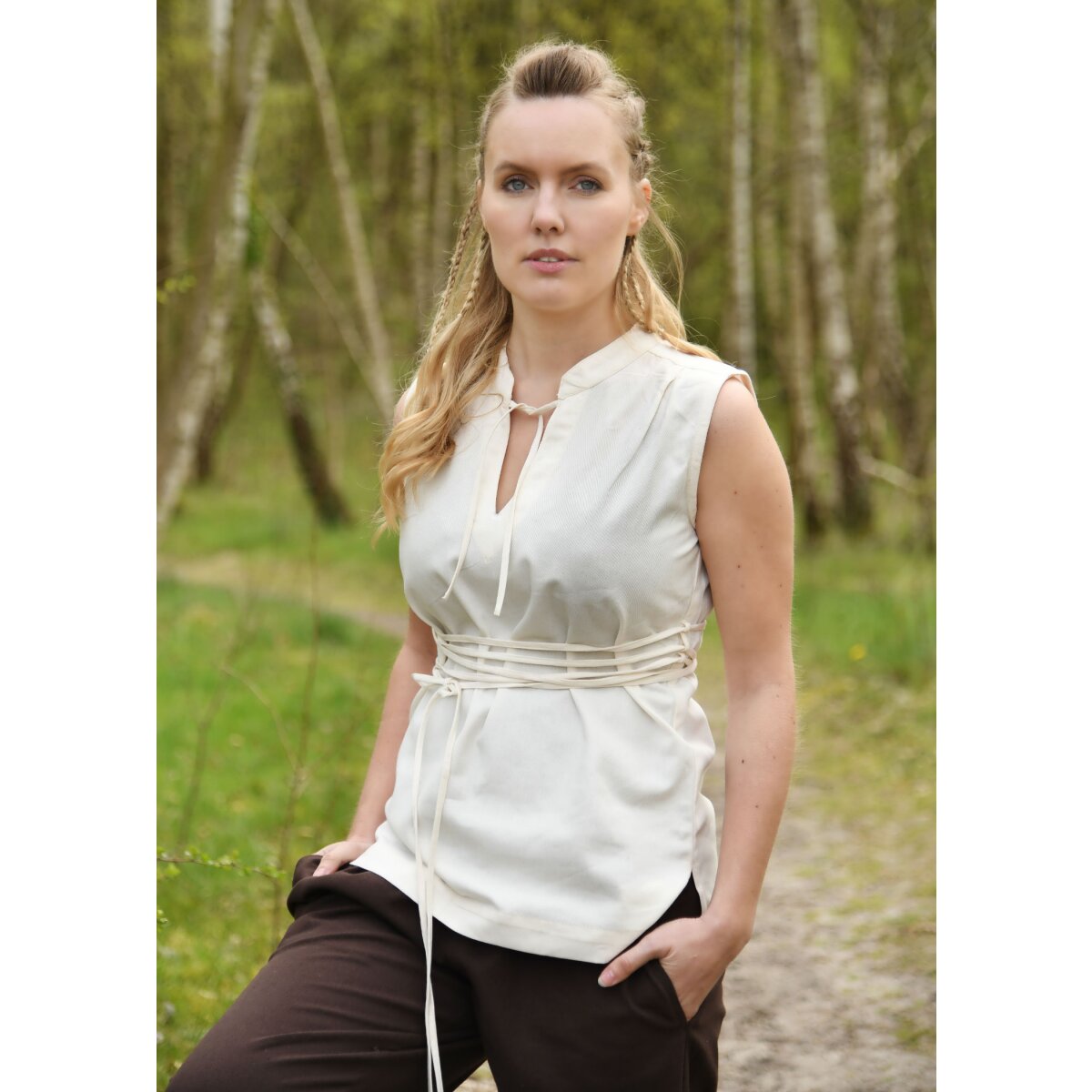 Sleeveless medieval blouse natural "Levke"