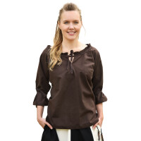 Medieval blouse with 3/4 sleeves, brown "Birga"