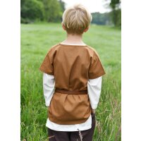 Childrens medieval tunic, short-sleeves, beige-brown "Linus"