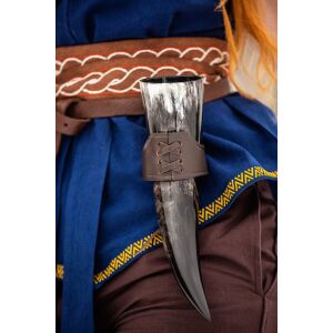 Leather horn holder dark brown "Hume"