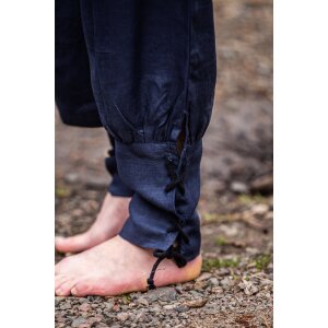 Dark blue linen Viking rush trousers “Wodan”