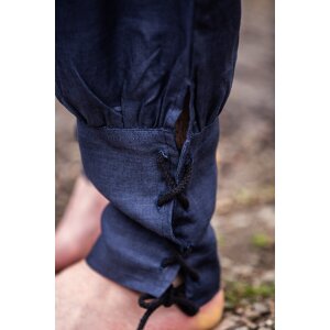 Dark blue linen Viking rush trousers “Wodan”