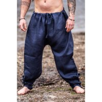 Dark blue linen Viking rush trousers “Wodan”