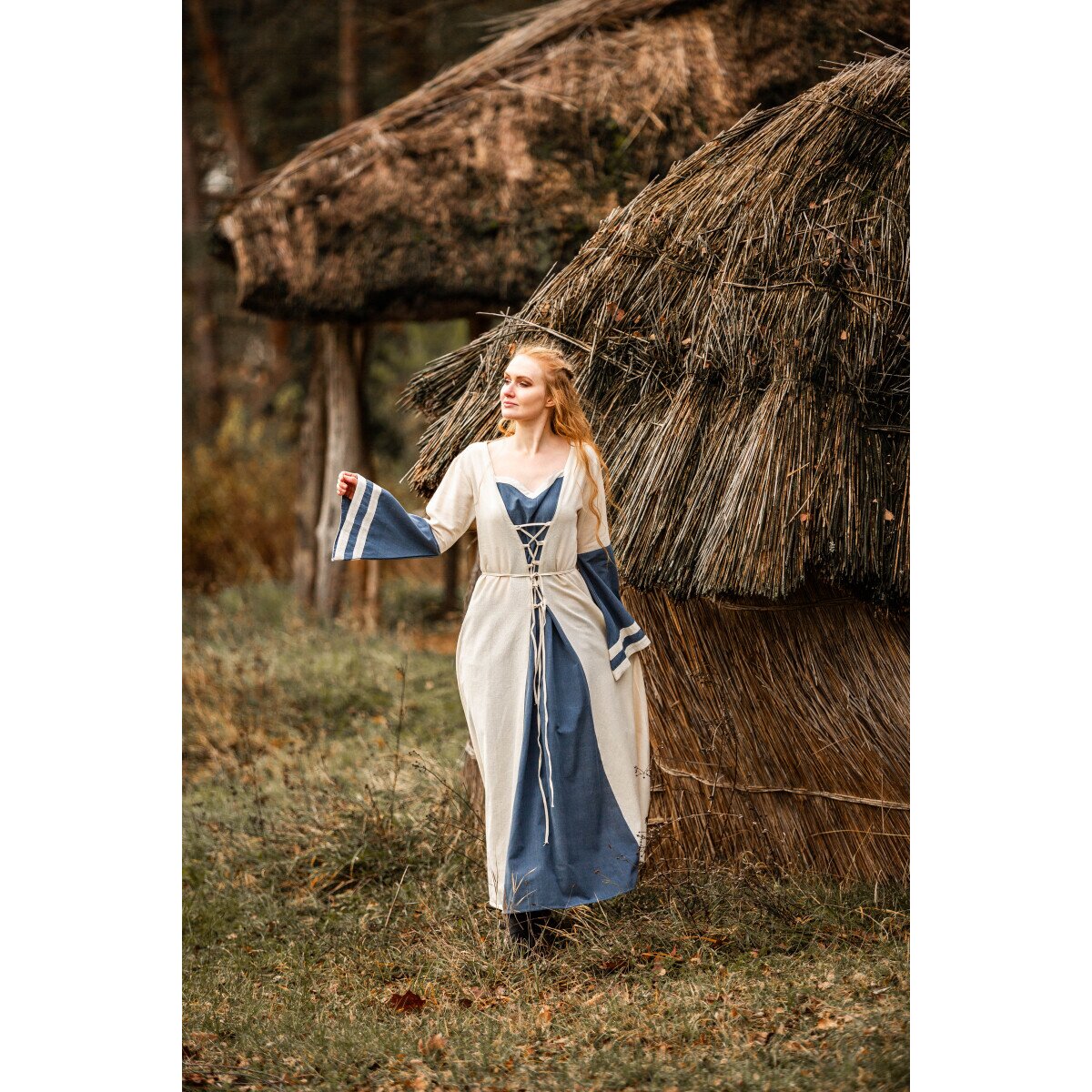 Medieval dress nature/blue “Dorothea”