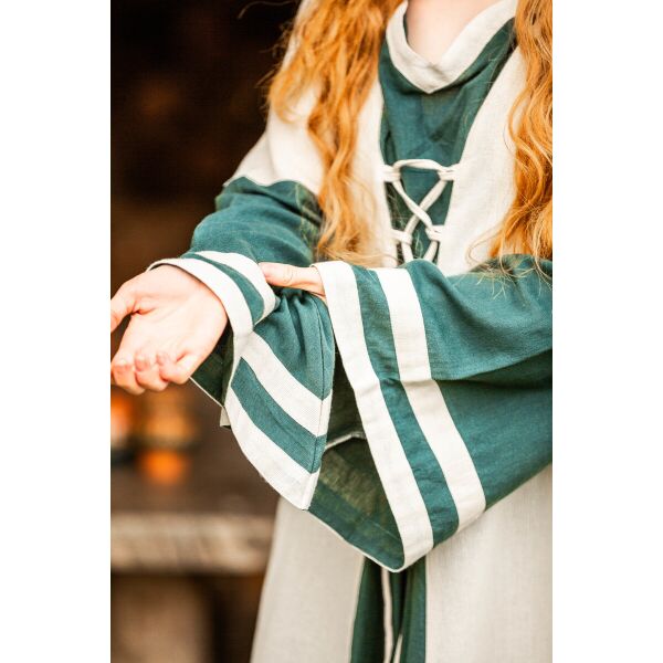 green and white medieval dress Renaissance Faire Dress Medieval Costume Irish Boho Full Costume L/XL / Hunter Green
