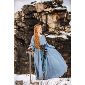 Viking dress 100% linen pigeon blue “Anna”