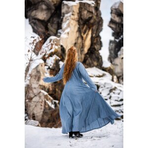 Viking dress 100% linen pigeon blue “Anna”