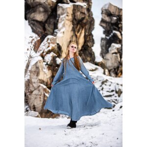 Viking dress 100% linen pigeon blue “Anna”