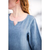 Viking dress 100% linen pigeon blue “Anna”