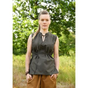 Sleeveless medieval blouse olive green "Levke"