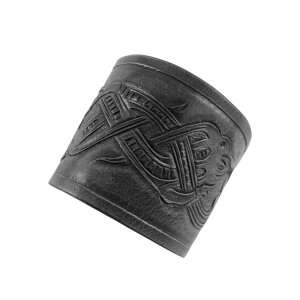 Leather bracers with embossed dragon motive, Jelling style, black