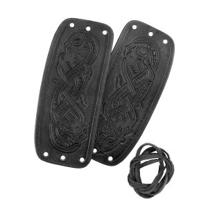 Leather bracers with embossed dragon motive, Jelling style, black