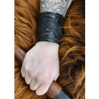 Leather bracers with embossed dragon motive, Jelling style, black