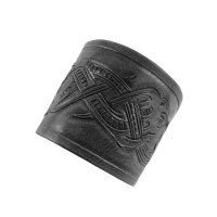 Leather bracers with embossed dragon motive, Jelling style, black