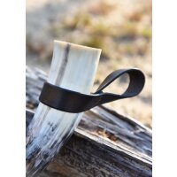 Belt holder for drinking horn made of leather, horn holder, black