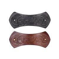 Bar-shaped leather hair clip with Viking motive & metal clip