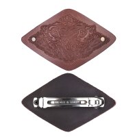 Small leather hair clip with Celtic motive & metal clip