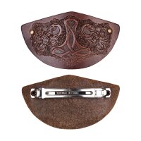 Leather hair clip with Thorshammer embossing & metal clip