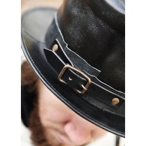 Leather top hat, leather hat, black