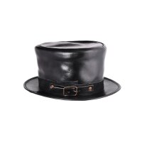 Leather top hat, leather hat, black