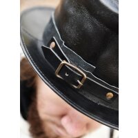 Leather top hat, leather hat, black