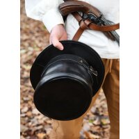 Leather top hat, leather hat, black