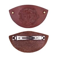 Small leather hair clip with Viking motive & metal clip