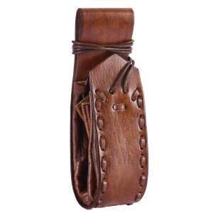 Medieval leather pouch with belt loop, brown