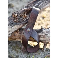 Simple belt holder for drinking horn made of leather, horn holder, dark brown