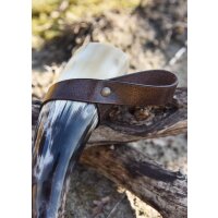 Simple belt holder for drinking horn made of leather, horn holder, dark brown