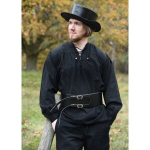 Leather medieval hat with wide brim, plague doctor hat, black