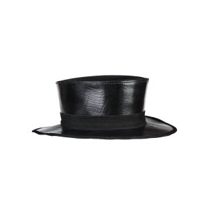 Leather medieval hat with wide brim, plague doctor hat, black