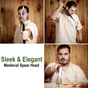 Medieval Leaf Bladed Javelin Steel Spear Head
