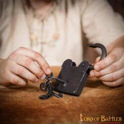 Treasurer Iron Padlock with Chainmail Keychain and Paired Keys
