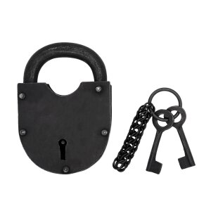 Medieval Hand Forged Iron Padlock with Functional Paired...