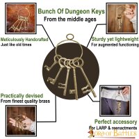Medieval Dungeon Bunch of 5 Pure Brass Decorative Keys