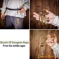 Medieval Dungeon Bunch of 5 Pure Brass Decorative Keys