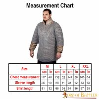 Round Ring Chainmail Medieval Half Sleeves Shirt Haubergeon, Butted, ID 10 mm, Mild Steel, Natural