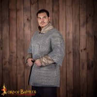 Round Ring Chainmail Medieval Half Sleeves Shirt Haubergeon, Butted, ID 10 mm, Mild Steel, Natural