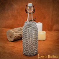 Chainmail Bottle Bag with Leather Cord Drawstring Closure, 8mm 16 gauge Aluminium Butted Rings