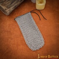 Chainmail Bottle Bag with Leather Cord Drawstring Closure, 8mm 16 gauge Aluminium Butted Rings