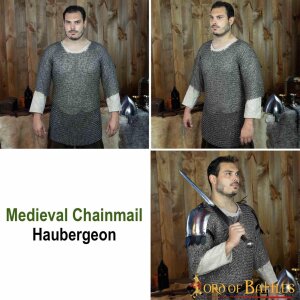 Round Ring Chainmail Medieval Half Sleeves Shirt Haubergeon, Riveted, ID 10 mm, Mild Steel