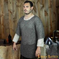 Round Ring Chainmail Medieval Half Sleeves Shirt Haubergeon, Riveted, ID 10 mm, Mild Steel