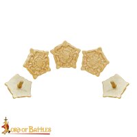 Tudor Rose Pure Brass Belt Mounts Set of 5