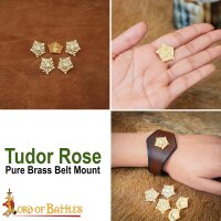 Tudor Rose Pure Brass Belt Mounts Set of 5